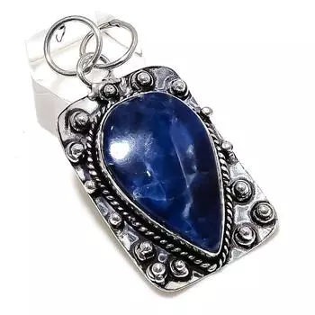 Sodalite Gemstone Handmade 925 Sterling Silver Jewelry Pendant 2.17 e2i38