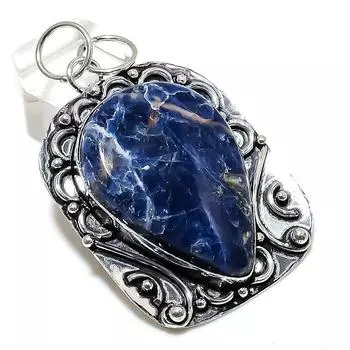 Sodalite Gemstone Handmade 925 Sterling Silver Jewelry Pendant 2.40 K6I76