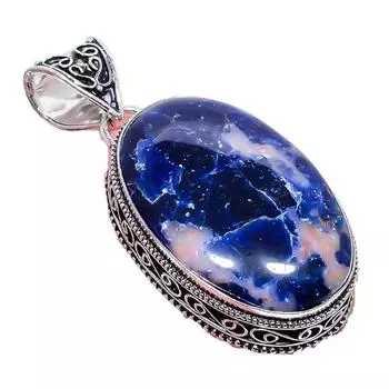 Sodalite Gemstone Handmade 925 Sterling Silver Jewelry Pendant 2.17 AH-764 2.2 синий