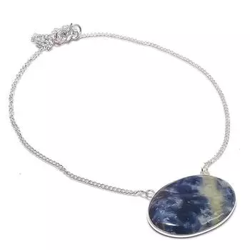 Sodalite Gemstone Handmade 925 Sterling Silver Jewelry Necklace 18 i2y75