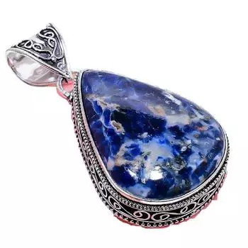 Sodalite Gemstone Handmade 925 Sterling Silver Jewelry Pendant 2.17 AH-767 2.2 синий