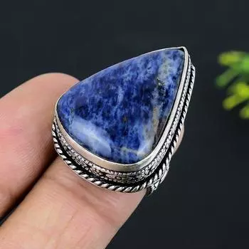 Sodalite Gemstone Handmade 925 Sterling Silver Jewelry Ring Size 6.5 z8w33