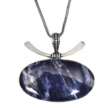 Sodalite Gemstone Handmade Women s Unisex Silver Jewelry Pendant 1.75