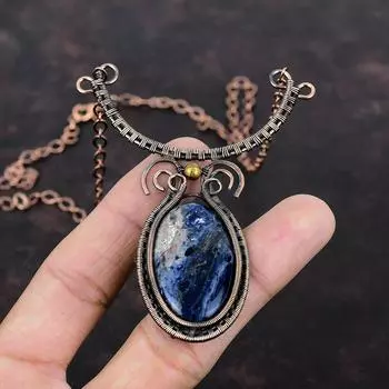 Sodalite Gemstone Necklace Copper Wire Wrapped Necklace Adjustable Necklace Copper Jewelry Handmade Necklace Brand New Jewelry Wedding Gift