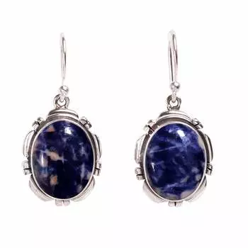 Sodalite - Minas Gerais 925 Sterling Silver Earring V383, Blue Earring, Oval Earring, Valentin s Day Gift, Gift For Her, Birthday Gift, Handmade Jewel