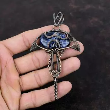 Sodalite Pendant Copper Wire Wrapped Pendant Handmade Pendant Gemstone Pendant Wire Wrap Jewelry Elegant Pendant Wedding Gift Copper Jewelry