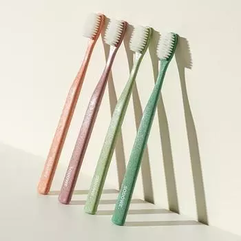 sodowe wood chip double-sided fine bristle toothbrush (color random)