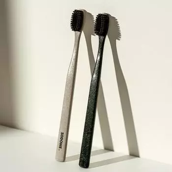 sodowe Woodchip Triple Double-Sided Fine Bristle Toothbrush (Random Color)