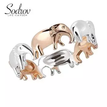 SODROV Индивидуальные ювелирные изделия с животными Кольца со слоном для женщин 6