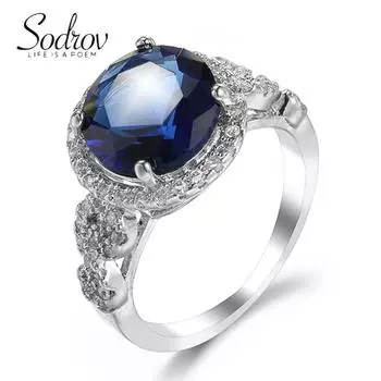 SODROV классические синие ювелирные изделия с цирконием, свадебное кольцо с кубическим цирконием 6 синий
