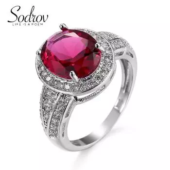 SODROV Романтические розовые красные кристаллы с цирконом, ювелирные изделия, подарочные кольца на день Святого Валентина для женщин 6 красный