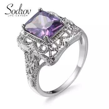 SODROV Винтажные полые ювелирные изделия с фиолетовым цирконом для женщин 6 фиолетовый