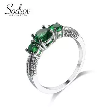 SODROV Винтажные ювелирные изделия изумрудного цвета с цирконом, обручальные кольца 6