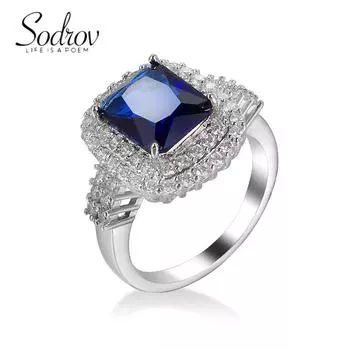 SODROV винтажные ювелирные изделия с синим цирконом, обручальные кольца для женщин 6 синий