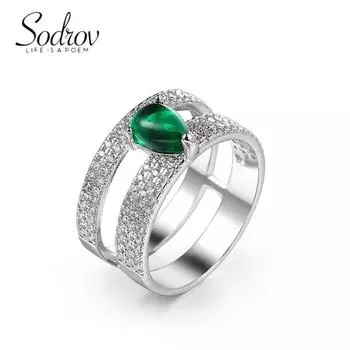 SODROV винтажные зеленые кольца с цирконом в форме капли для женщин 6