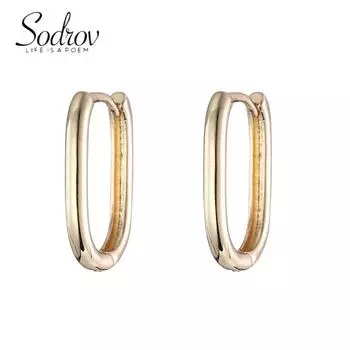 SODROV золотистые винтажные овальные серьги U-образной формы для женщин золотой