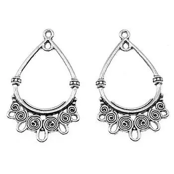 Соединитель для сережек-капель 37x23 мм, античный серебряный цвет, металлический ремесленный бренд: WYISYWG 4 шт.