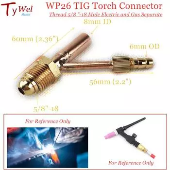 Соединительная резьба для горелки TIG WP26, резьба 5/8 -18, раздельная для электрического и газового оборудования, для фитинга кабеля Сепаратор сварочного пистолета серии WP-26