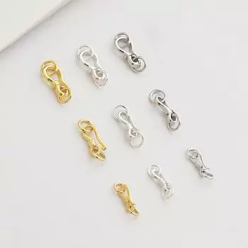 Соединители для самодельных украшений: Застежки в виде буквы S, вопросительного знака и пряжки из стерлингового серебра 925 пробы с золотым покрытием для браслетов и ожерелий. Small