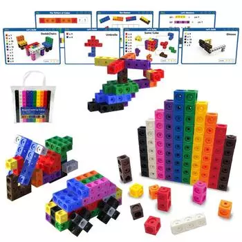 Соединяющие кубики Монтессори, математические игрушки, 10 цветов, строительные блоки, набор карточек, обучение арифметике, развивающие игрушки для детей