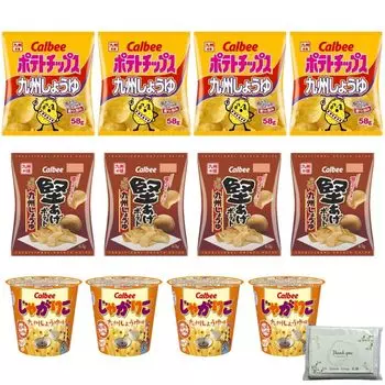 Соевый соус Calbee Kyushu со вкусом 3 вида x 4 набора Картофельные чипсы 58 г x 4 Картофель Kataage 63 г x 4 Jagariko 52 г x 4 Всего 12 штук Good Shop Hiroshima