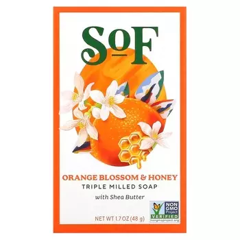 SoF, French-made soap bar, with Shea Butter, Orange Blossom Honey, 1.5 oz (42.5 g)