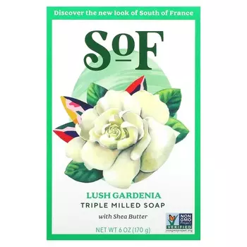 SoF, Lush Gardenia, французское мыло машинного замешивания с органическим маслом ши, 170 г (6 унций)