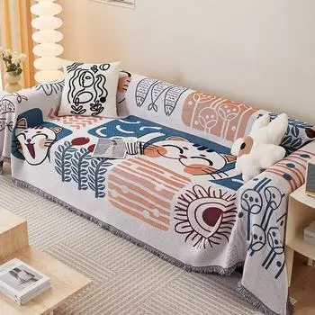 Sofa Blanket Sandhair Towel Cover Cloth Living Room Sofa Cover Covers Both Sides Can Be Double Sofa Thickening Sofa Cover 90x150cm