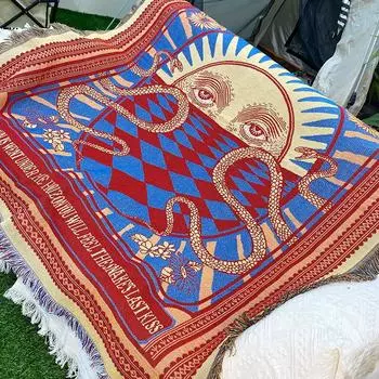 Sofa Blanket with Tassels Vintage Outdoor Camping Picnic Blankets for Beds Sofa Cover Thin Throw Decor Tapestry