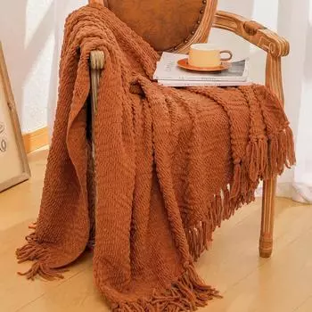 Sofa cover blanket, bed towel, chenille blanket, woven, air-conditioned shawl, summer cool nap blanket 130x170CM