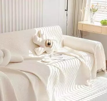 Sofa Coverfor Towel Tassel Couch Cover Tian Chenille Sofa Towel Tassel edge Waffle cushion Anti-cat Scratch Sofa Coverfor 90x90