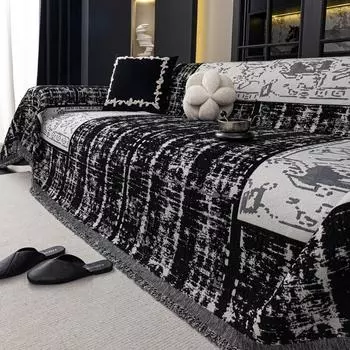 Sofa Covers Chenille Sofa Mats Throw Blankets Mats All-season Camping Picnic Blanket Color Block Sofa Cover Mats 180*130cm