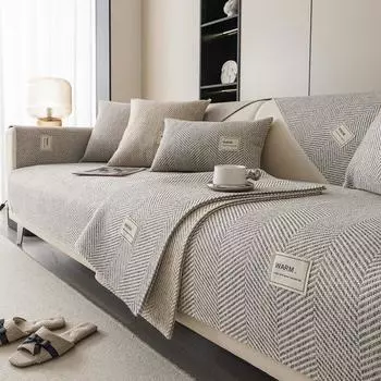 Sofa cushion 2025 new style imitation cotton and linen all-season anti-slip cross-border sofa cover full-cover sofa scarf 70x70cm