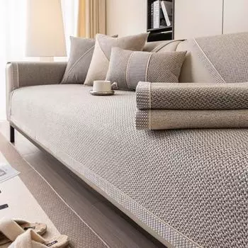 Sofa Cushion Cotton And Linen Four Seasons Universal Non-slip Sofa Cover Full Cover Sofa Towel 45*45cm бежевый