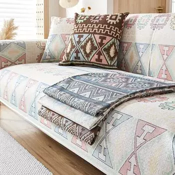 Sofa Cushion Cotton Four Seasons Universal Non-Slip Pure Cotton Fabric Cushion Simple Modern Leather Sofa Cover Cover Cloth 70x70