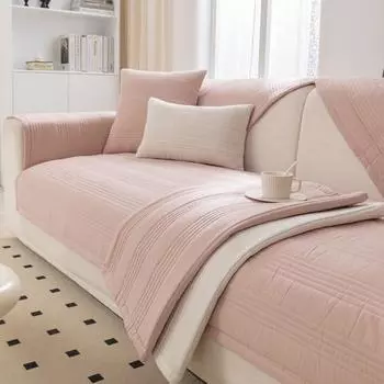 Sofa Cushion Four Seasons Korean Style Minimalist Pure Cotton Fabric Non-Slip Cotton Seat Cushions Universal Sofa Cover Cover 70*70