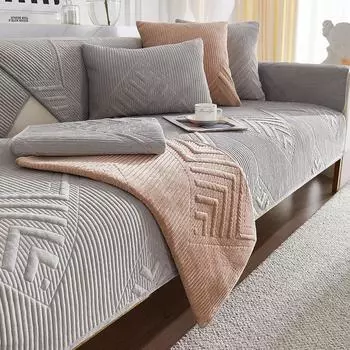 Sofa Cushion Four Seasons Universal Non-Slip Sofa Cover Short Plush Leather Cushion Cover Cloth Cover Modern Simple Thickened 70*70cm