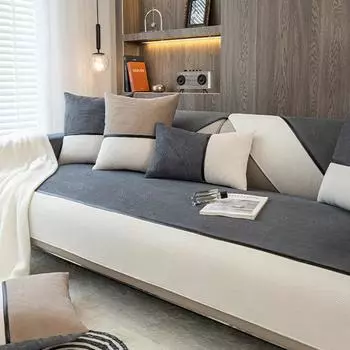 Sofa Cushion Modern Simple Non-Slip Sofa Cushion Winter Plush Four Seasons Universal Cover Cover Backrest Towel Cover Cloth Thickened 70*70cm