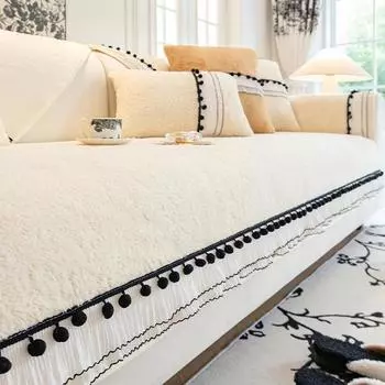 Sofa Cushion New Non-slip Cushion Leather Sofa Cover Plush Cover Cloth Towel Winter Thickened Cotton Velvet 70x70