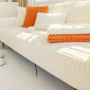 Sofa Cushion Non-Slip Living Room Seat Cushion Nordic Simple Thickened Leather Cushion Winter Plush Cover Cover Four Seasons Universal 70*70cm