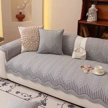 Sofa Cushion Pure Cotton All Year Round General Fabrics Cotton Seat Cushions Universal for Summer Cover Cloth 2025 Non Slip Sofa Cover Slipcover Jin Yan Grey 45*45cm pillow core