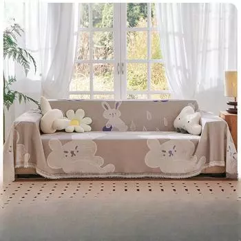 Sofa Towel Cover Cloth Ins Cartoon Style Cover Cloth Full Cover Sofa Cover Living Room Dustproof Anti-Cat Scratch Camping Sofa Cushion 130*180
