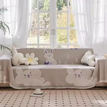 Sofa Towel Cover Cloth Ins Cartoon Style Cover Cloth Full Covered Sofa Cover Living Room Dustproof Anti-Scratching Camping Sofa Cushion 130*180