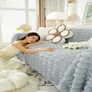 Sofa Towel Full Cover One-piece Winter Plush Thickened Sofa Cover Cloth Towel All-inclusive Sofa Cover Universal Universal 90X180