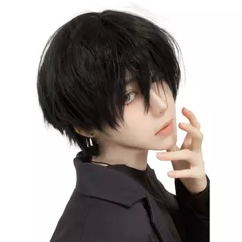 Sofeiyan Short Full Small Heat Everyday Wig Net Included Wig, мужской парик, черный, мужская одежда, Harajuku, красивый, красивый, парик, натуральный, лицо, темно-коричневого