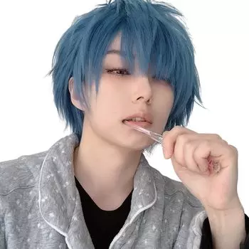 Sofeiyan Small Heat Handsome Full Shota Everyday Wig Net Included Парик, мужской парик, короткий, кроссдрессинг, черный, синий, золотой, натуральный, лицо, устойчивый, синий
