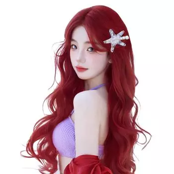 Sofeiyan Wave Длинные вьющиеся русалочьи волосы, маленькие термостойкие Лолита, повседневные, сетчатые, красные, кудри, полный розовый парик, волосы, S-образная челка, химическая завивка, принцесса, натуральный, лицо,