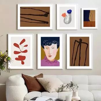 София Линд пижамы женские абстрактные геометрические линии плакат на скандинавскую тему настенный художественный принт холст живопись девушки фотографии для декора гостиной 21x30cm No Framed