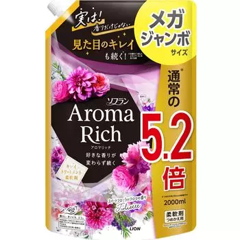Soflan Aroma Rich Juliet Floral Aroma Жидкий смягчитель для белья Сменный блок Mega Jumbo 2000 мл [Большая емкость] (Сладкий Аромат) чёрный