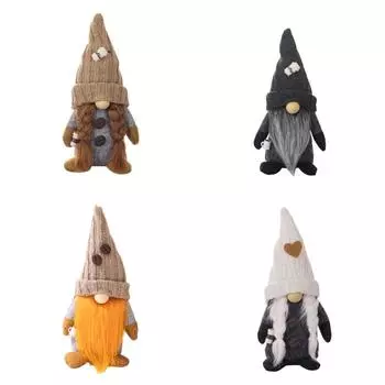 Soft and Warm Coffee Gnome with Knitted Hat Suitable for Offices Home